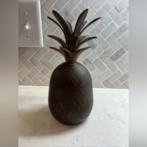 Vintage Brass Pineapple Trinket Holder Canister Mid Century Modern